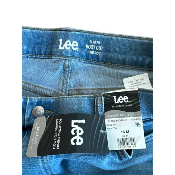 Lee Sculpting Denim Jeans Size 18 High Rise Bootcut Womens Pull-On Stretch Slim - Picture 3 of 3